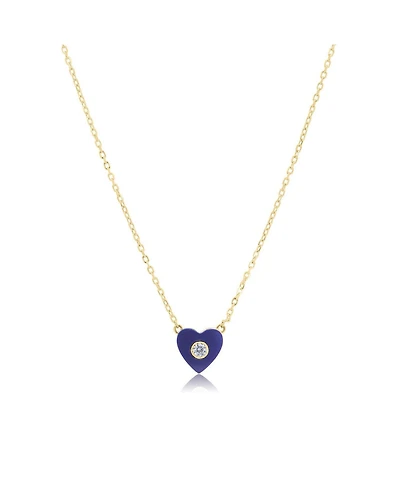 The Lovery Lapis Cz Single Heart Necklace 14K Gold-Plated Sterling Silver