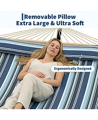 gaomon Double Quilted Fabric Hammock, 450 Lbs Capacity for Outdoor Patio Backyard Poolside,Stripes