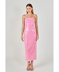 Women's Strapless Sequins Maxi Dress