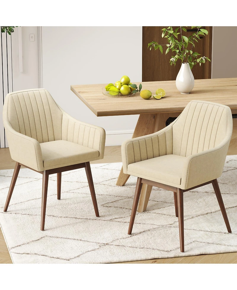 Slickblue Dining Chairs Set of 2 Upholstered Accent with Cushion Seat and Backrest
