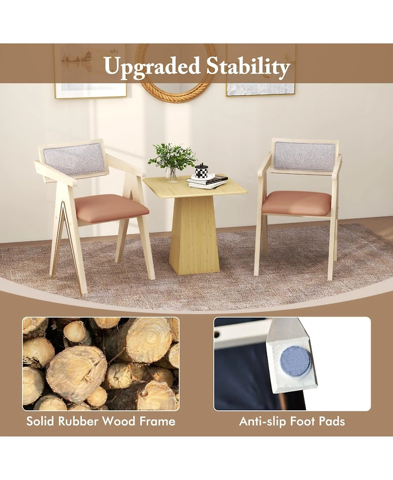 Slickblue Modern Mid Century Wooden Accent Chairs Set of 2 with Soft Leathaire Seating