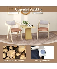 Slickblue Modern Mid Century Wooden Accent Chairs Set of 2 with Soft Leathaire Seating