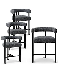 Maison Boucle 24" Fabric Counter Height Stools Set of 4 with Arms, Kitchen Island