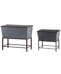 Clihome Rustic Metal Planters with Stands Set of 2