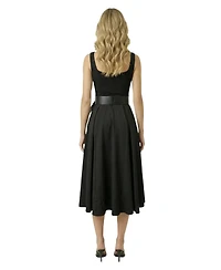 Modenaire Women's Belted Scoop-Neck Midi Dress