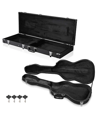 Yescom 2 Pack Electric Guitar Hard Case Wooden Shell for Stratocaster Style and Universal Portable Lockable Gig Bag Concert Studio
