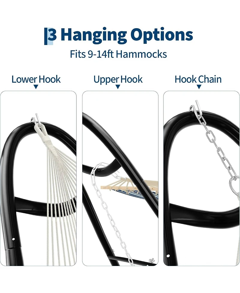 gaomon Portable Heavy Duty Universal Hammock Stand with Hooks and Chains for Outside, Patio, Backyard