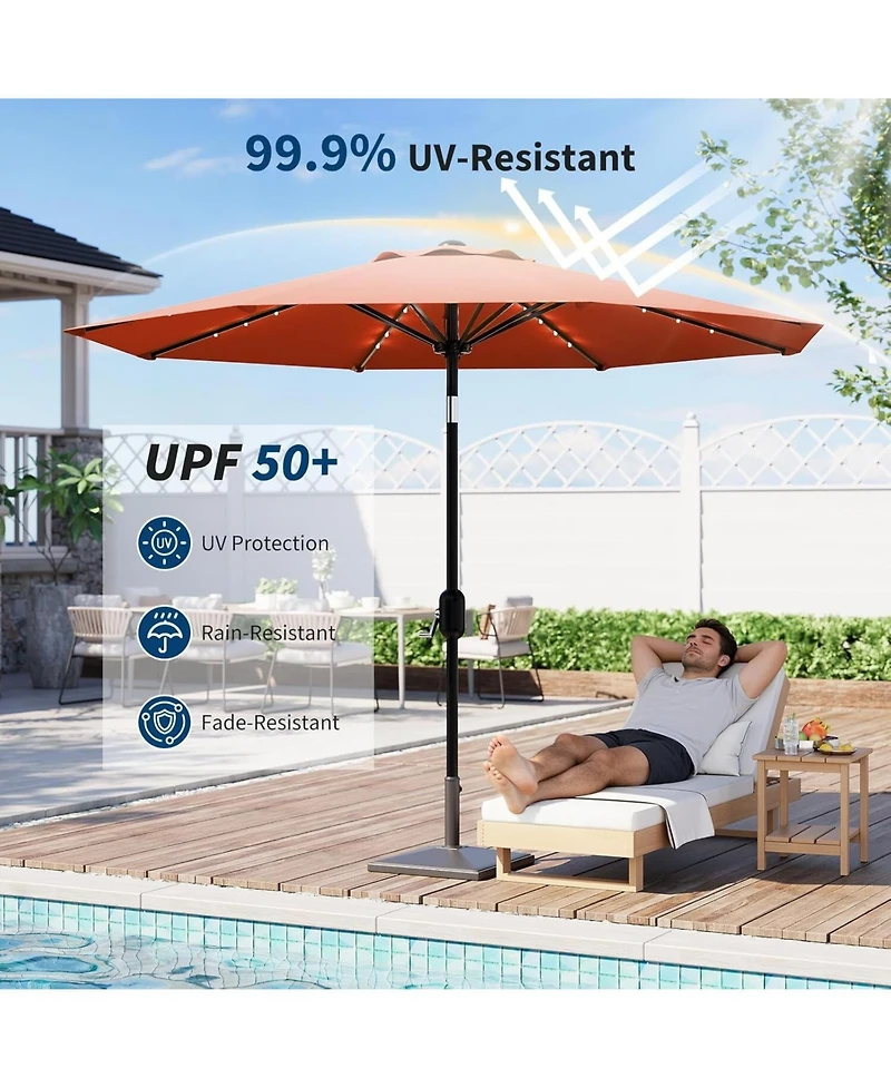 gaomon 10 Ft Outdoor Table Patio Umbrella, Waterproof Uv Protection with Solar Lights