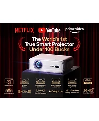 Aurzen Mini Smart Projector with NetfIix Included, Auto Focus and Keystone, 16W DoIby Audio, for Home Theater and Outdoor Use