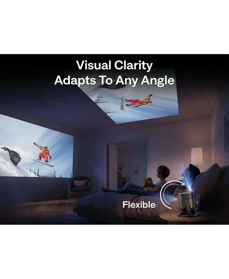 Aurzen Portable Movie Projector with Google Tv Built-in, 500 Ansi Lumens, 4K Support, 20W Speakers with DoIby Audio, Tof Auto Focus