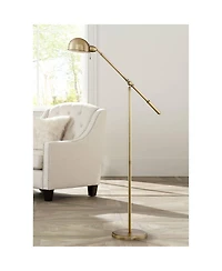 360 Lighting Traditional Pharmacy Floor Lamp with Usb Charging Port 55" Tall Brass Dome Shade Adjustable Arm for Living Room Reading