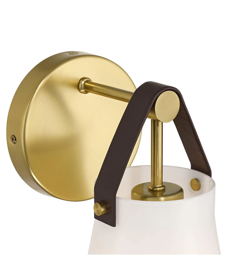 360 Lighting Ashley Antique Brass and Leather Wall Sconce Set of 2
