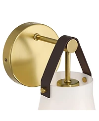 360 Lighting Ashley Antique Brass and Leather Wall Sconce Set of 2