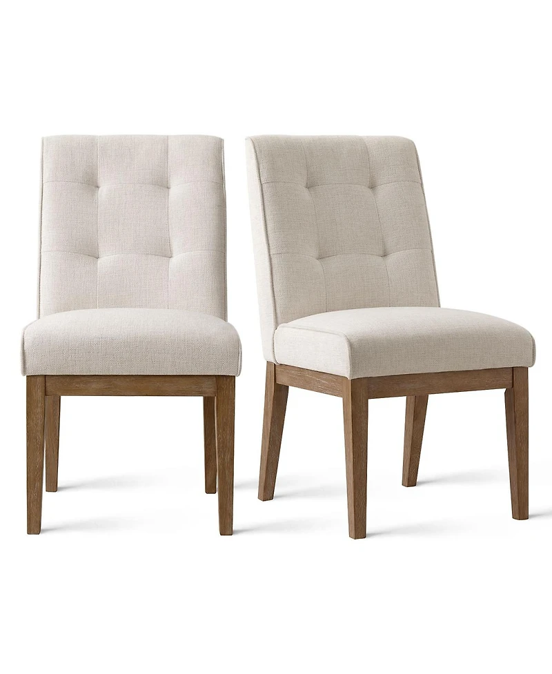 Maison Boucle abric Upholstered Dining Chairs Set of 2, High Back, Solid Wood