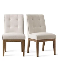 Maison Boucle abric Upholstered Dining Chairs Set of 2, High Back, Solid Wood