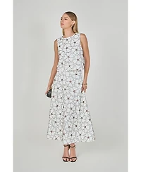 endless rose Women's Floral Beaded Midi Skirt
