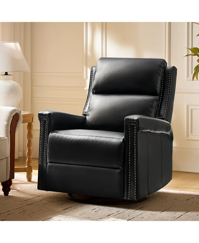 Hulala Home Medlin Transitional Faux Leather Dual Motor Swivel Rocker Recliner with Usb Ports