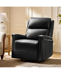Hulala Home Medlin Transitional Faux Leather Dual Motor Swivel Rocker Recliner with Usb Ports