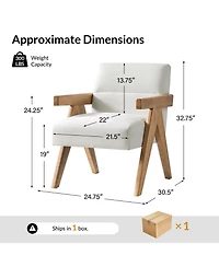 Hulala Home Donohoe Mid-Century Modern Accent Chair With Curved Wood Arms
