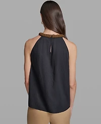 Karl Lagerfeld Paris Women's Floral Print Halter Neck Top