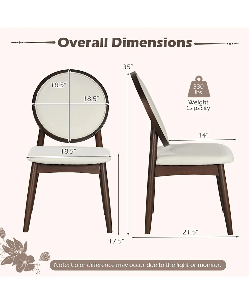 Slickblue Set of 2 Linen Fabric Side Chairs with Cushioned Seat