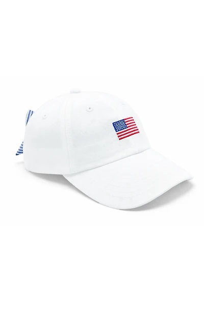 Bits & Bows Bits and Bows Baby Girls American Flag Bow Baseball Hat