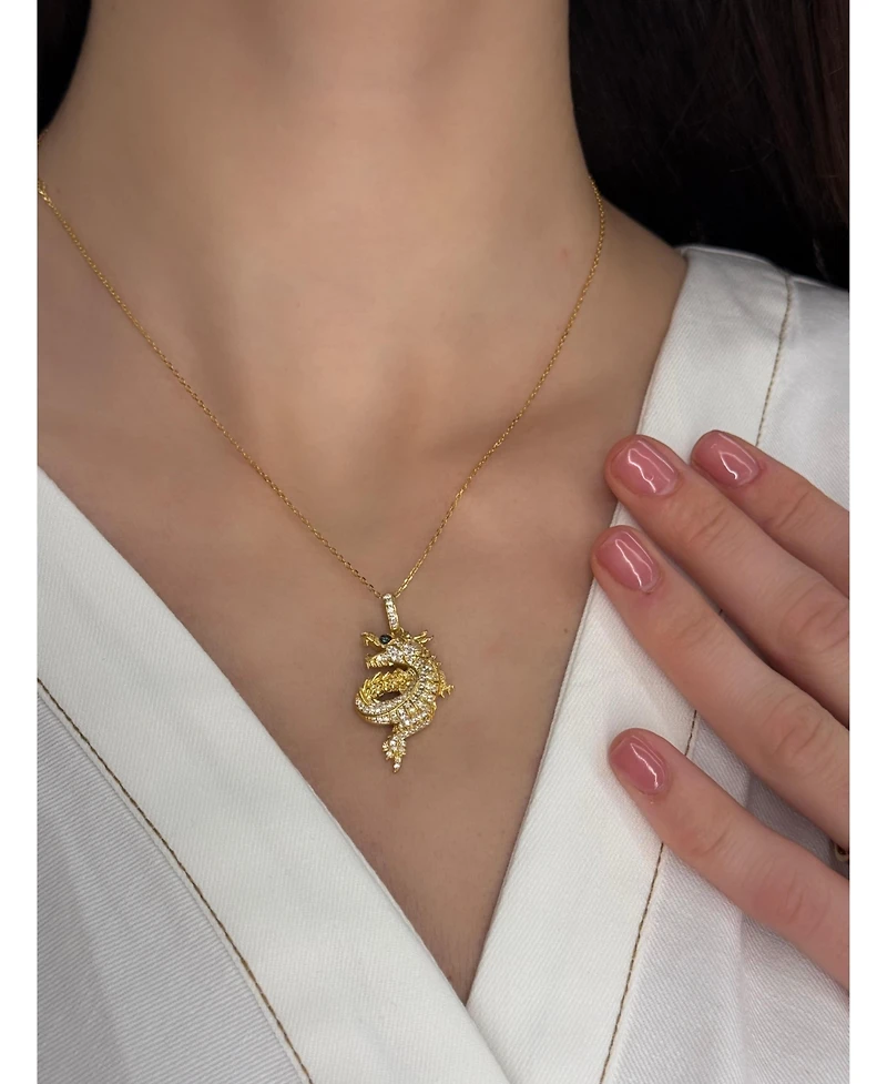 Suzy Levian Sterling Silver Cubic Zirconia Dragon Pendant Necklace
