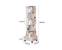sumyeg 360 Degree Rotating Display Corner Bookshelf 6 Tier Bookcase Storage Rack with Wheels