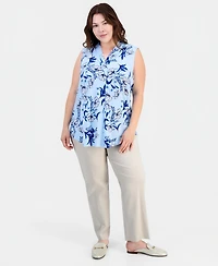 Jm Collection Plus Indina Floral Sleeveless V-Neck Top, Macy's Exclusive