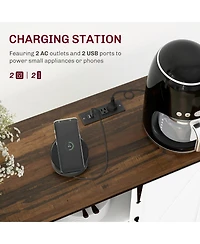 Homcom Sideboard w/ Charging Station, Farmhouse Tv Sd for 65" Tv,