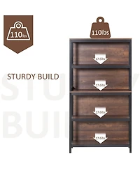 Homcom 4 Tier Bookshelf Utility Storage Shelf Organizer w/Back Support,