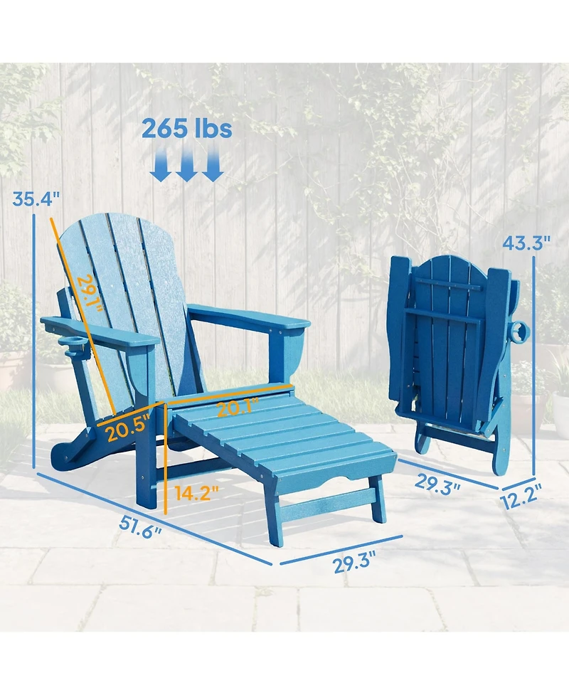 Outsunny Adirondack Chair Set of 2, Hdpe Fire Pit Chair with Cup Holder