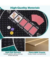 Slickblue Foldable Poker Table Top Round for 6 Players, Portable Card Game Mat