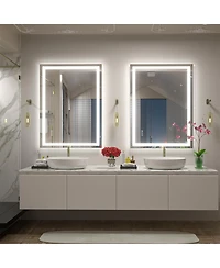 Apmir 30" x 40" Super Bright Front and Back Led Lighted Anti-Fog Tempered Glass Bathroom/Vanity Mirror with Etl and 3-Year Warranty
