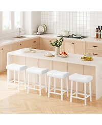 homfan Counter Height Bar Stools Set of 4, 24 Inch Saddle Barstools with Curved Surface, Leather Kitchen Island Chairs for Dining Room, Home Bar