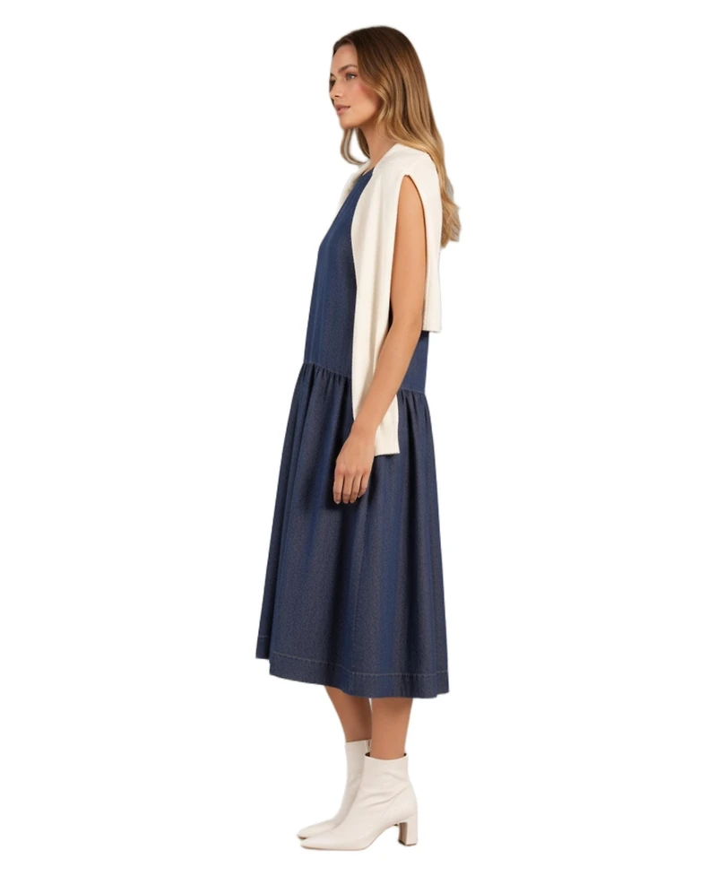 Modenaire Women's Linnea Sleeveless Drop-Waist Midi Dress