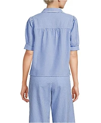 Lands' End Women's Seersucker Peter Pan Collar Shirt