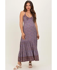 Pinkblush Maternity Brown Paisley Halter Maxi Dress