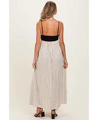 Pinkblush Maternity Black White Striped and Colorblock Maxi Dress
