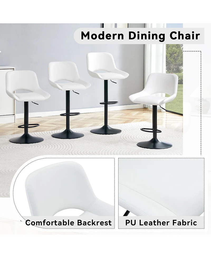 Flynama Modern Swivel Adjustable Bar Stools Set of 2, Pu, 250 Lbs Capacity