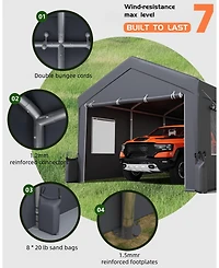 Gaomon 10X20 Ft Portable Carport with 4 Roll-Up Windows, Doors for Car Boat Truck Motorcycle