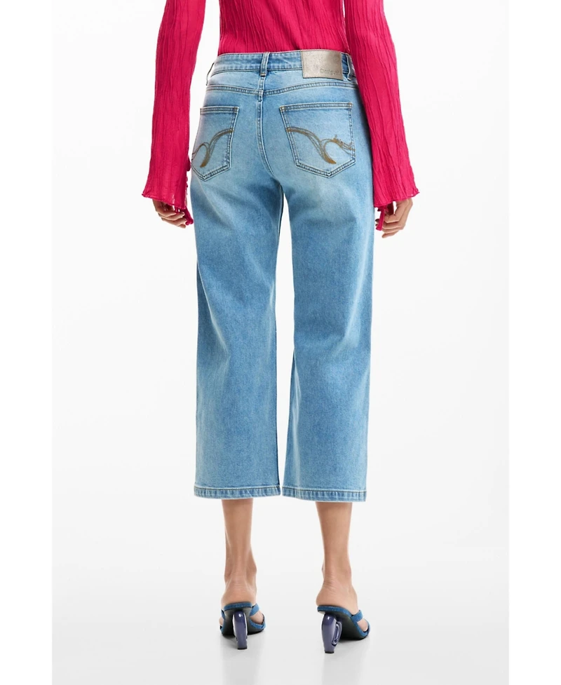 Desigual Women's Crochet Patch Denim Trousers