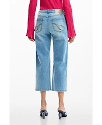 Desigual Women's Crochet Patch Denim Trousers