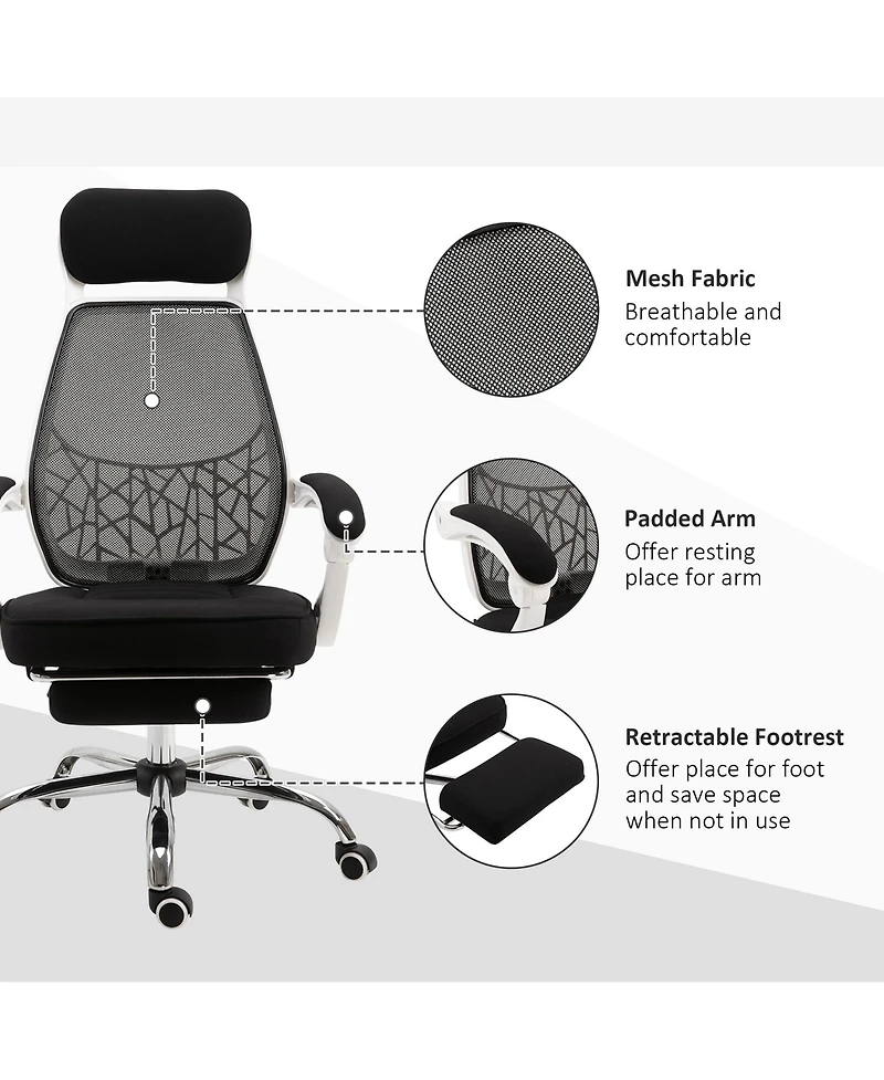 Vinsetto 360° High Back Computer Adjusting Height Recliner Chair w/ Footrest