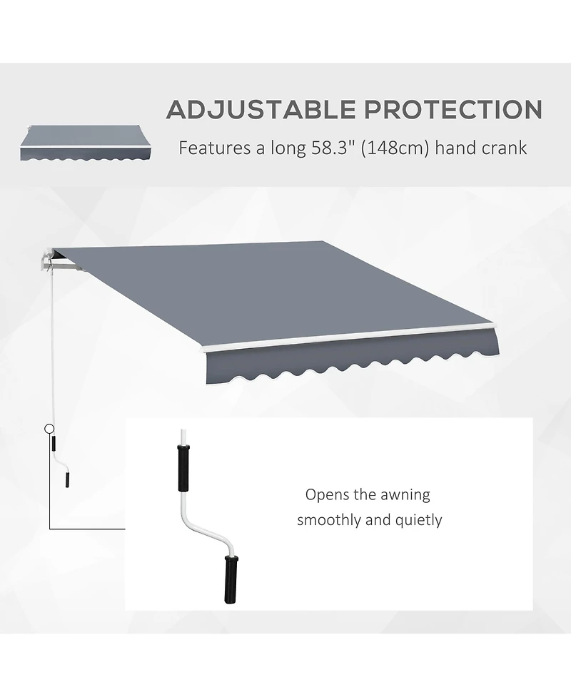 Outsunny 10' x 8' Manual Retractable Awning Sun Shade Shelter, Dark