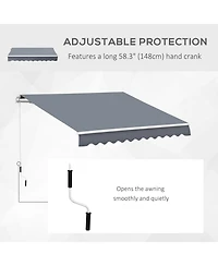 Outsunny 10' x 8' Manual Retractable Awning Sun Shade Shelter, Dark
