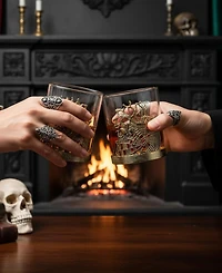 The Wine Savant Gold Spider Whiskey Glasses, Set of 2
