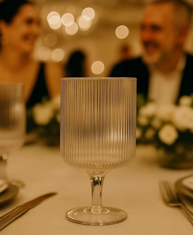 The Wine Savant Ribbed Goblet Glasses, Set of 2