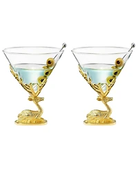 The Wine Savant Gold Stag Antler Sitting Martini Glasses, Set of 2