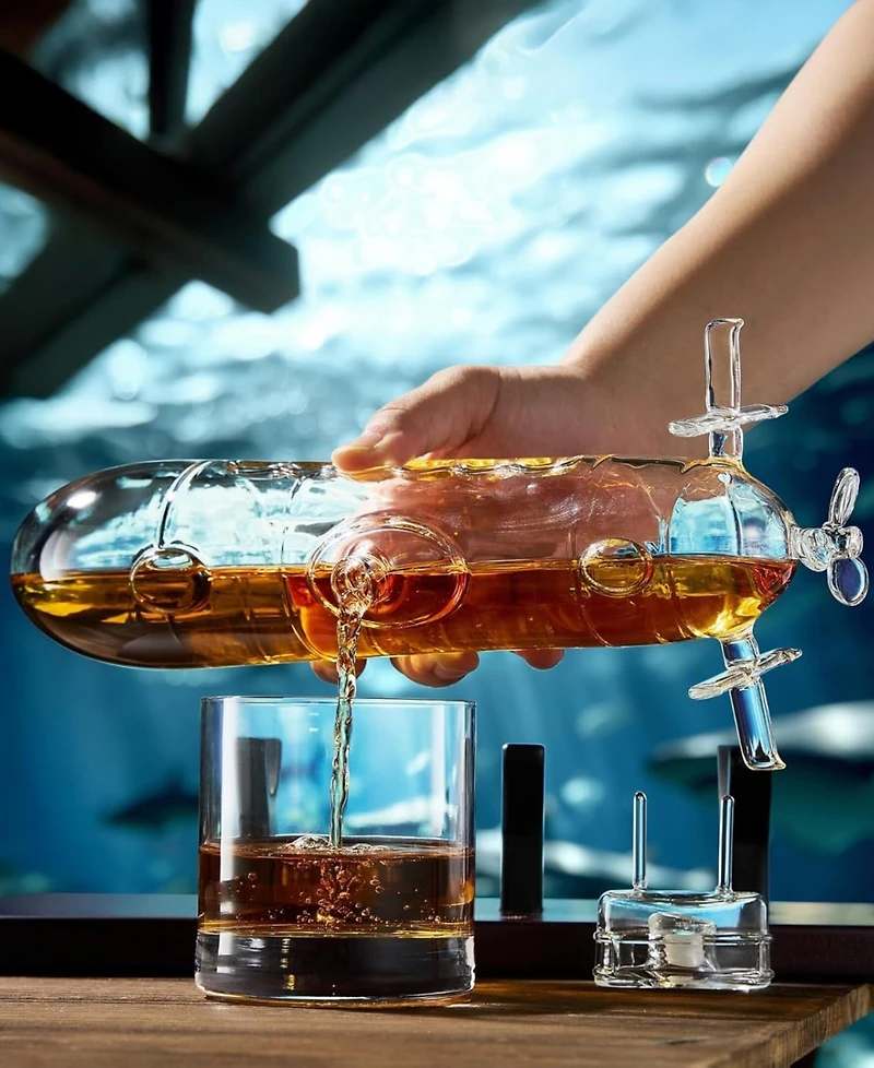 The Wine Savant Submarine 2-Pc. Whiskey Decanter Set